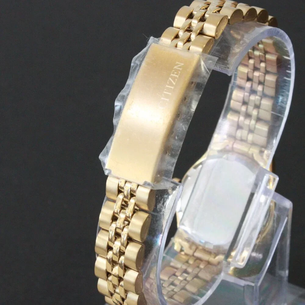 Citizen Ladies Classic Quartz Watch Crystal Bezel Gold Toone Black Dial 26mm